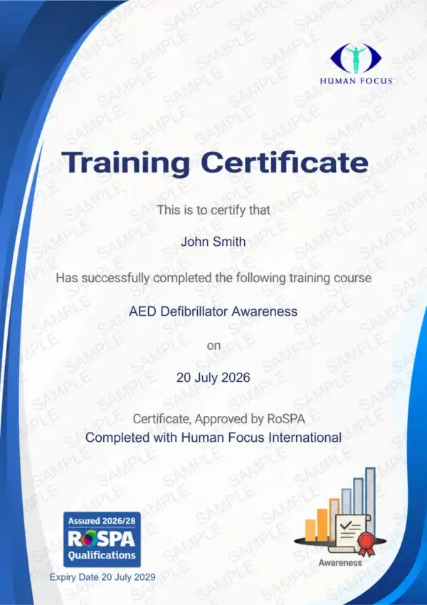 AED Defibrillator Awareness Online Course Certificate