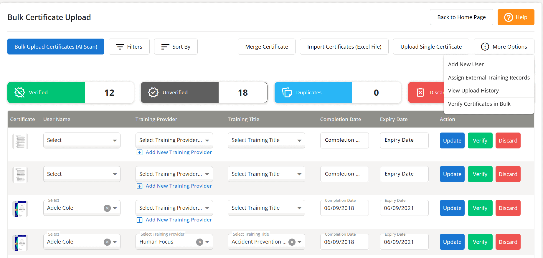 Bulk Certificate Upload (AI Scan) – Verify Certificates in Bulk