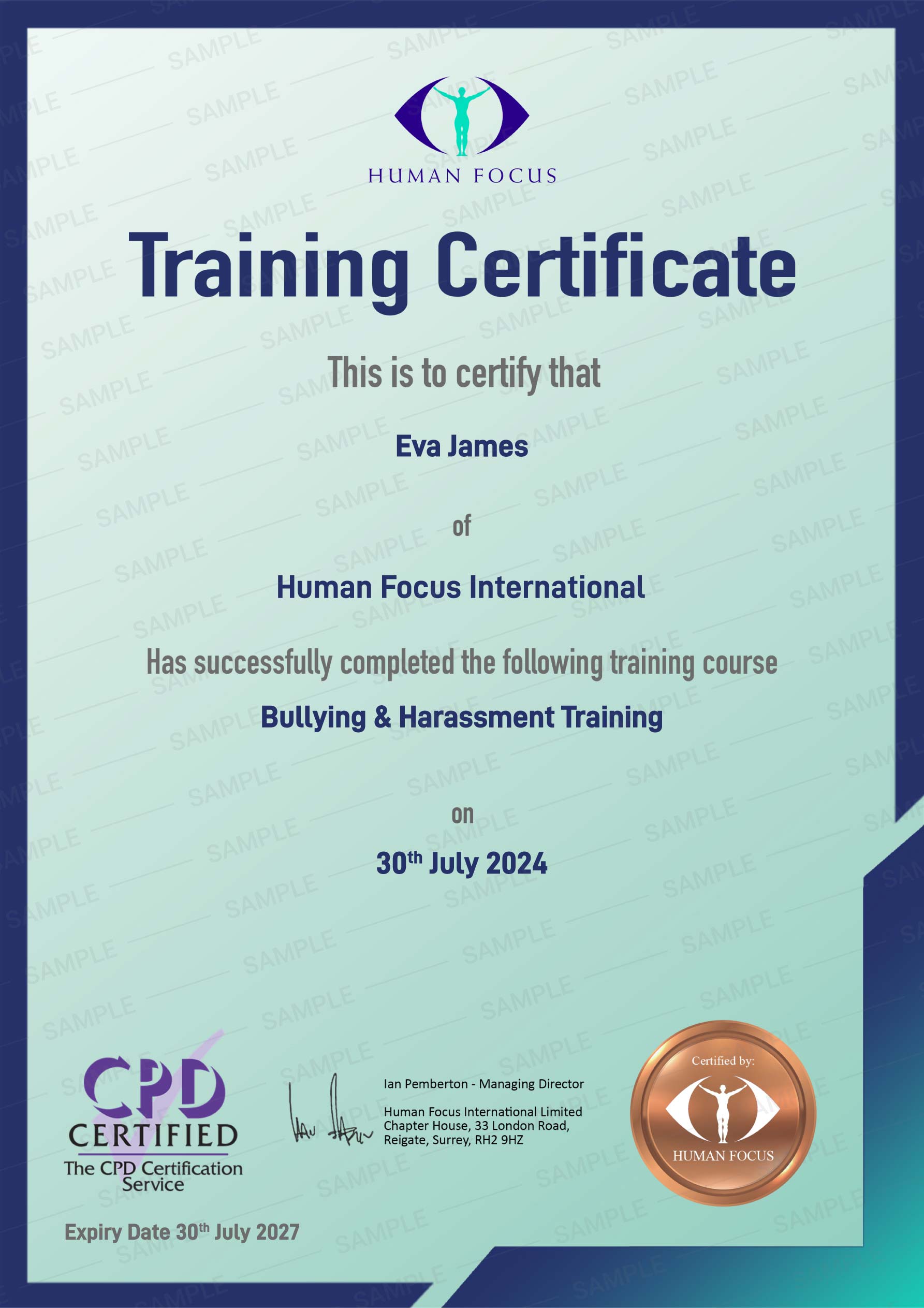 Bullying & Harassment Certificate
