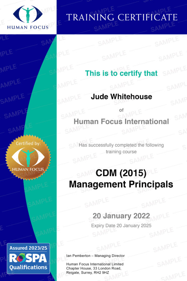 CDM training for project managers certification