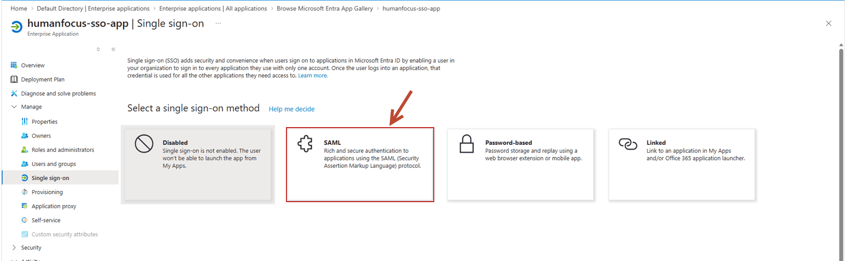 Click SAML Option