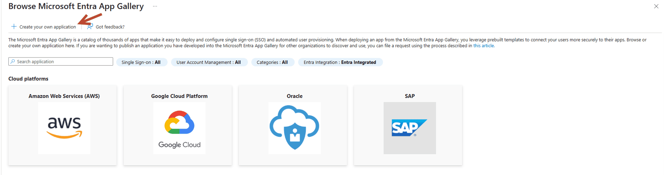 Click on “Create your own application”