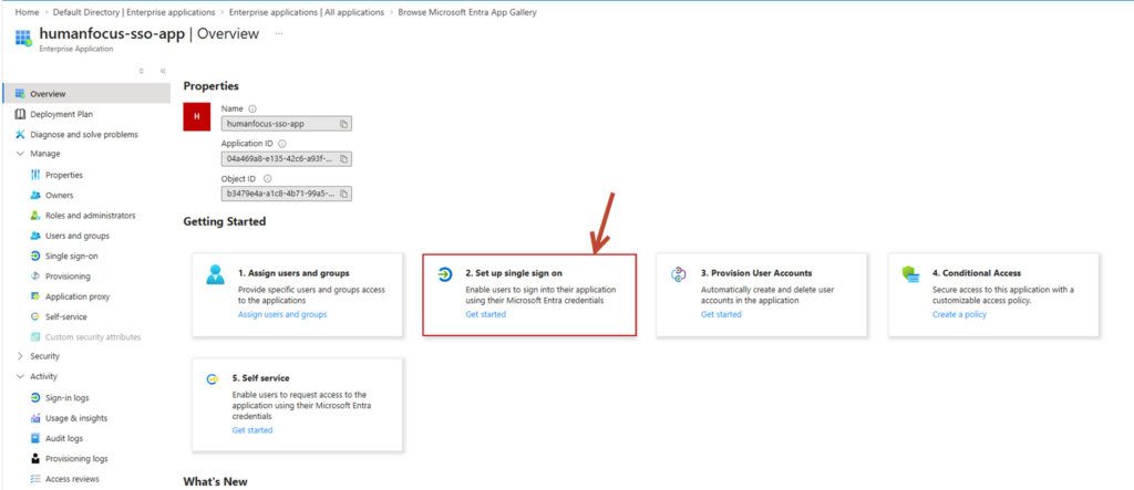Click on Set up Single Sign on Option