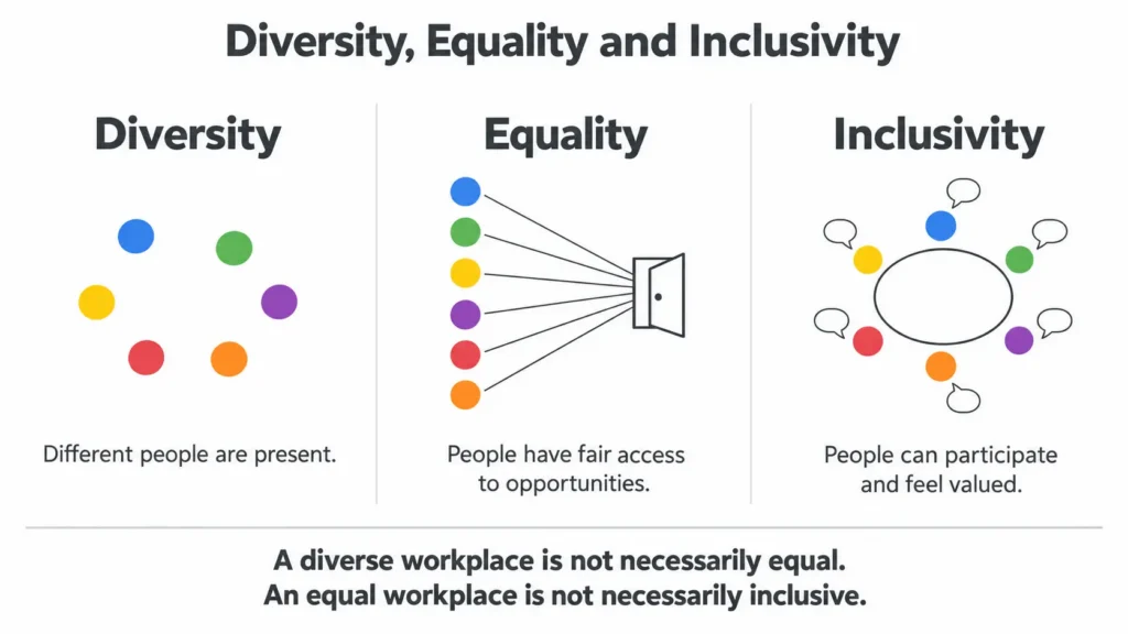 Difference Between Diversity, Equality and Inclusivity