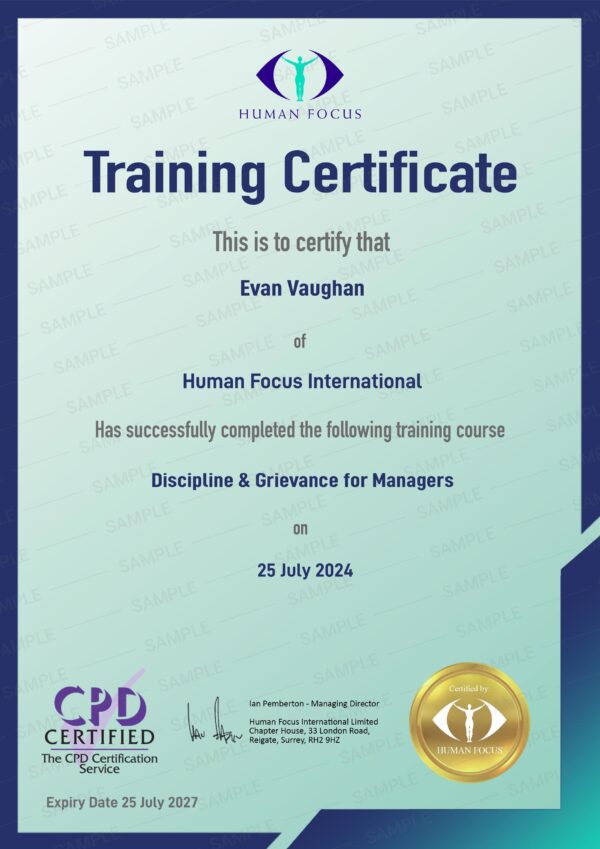 Discipline & Grievance for Managers Certification