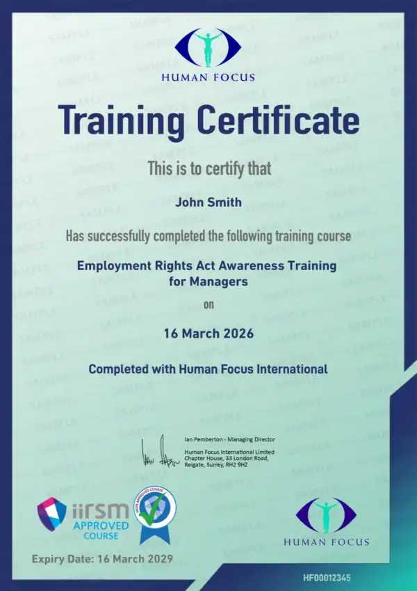 Employment Rights Act Awareness Training for Managers