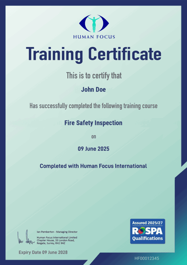 Fire Safety Inspection Certificate