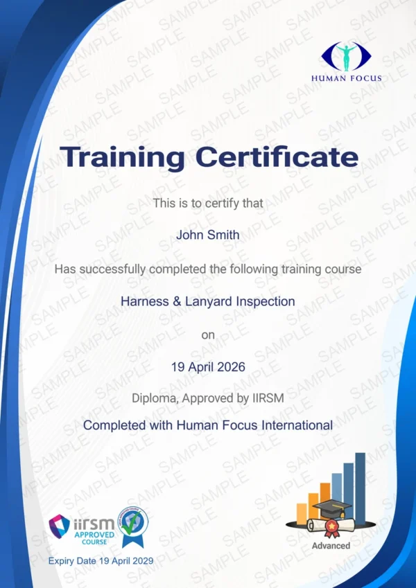 Harness and Lanyard Inspection Certificate