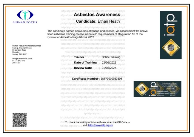 IATP asbestos awareness training certification