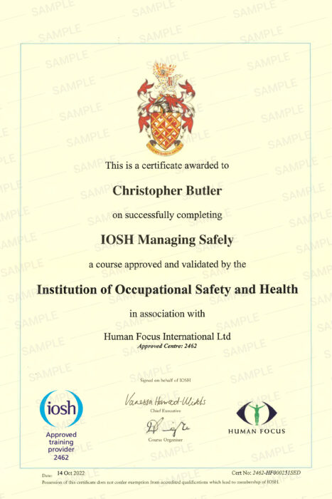 IOSH Managing Safely Certification