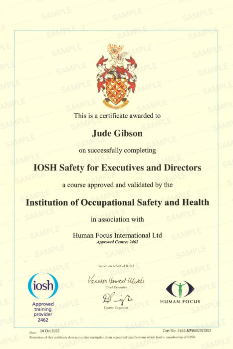 IOSH Safety for Executives and Directors Certification