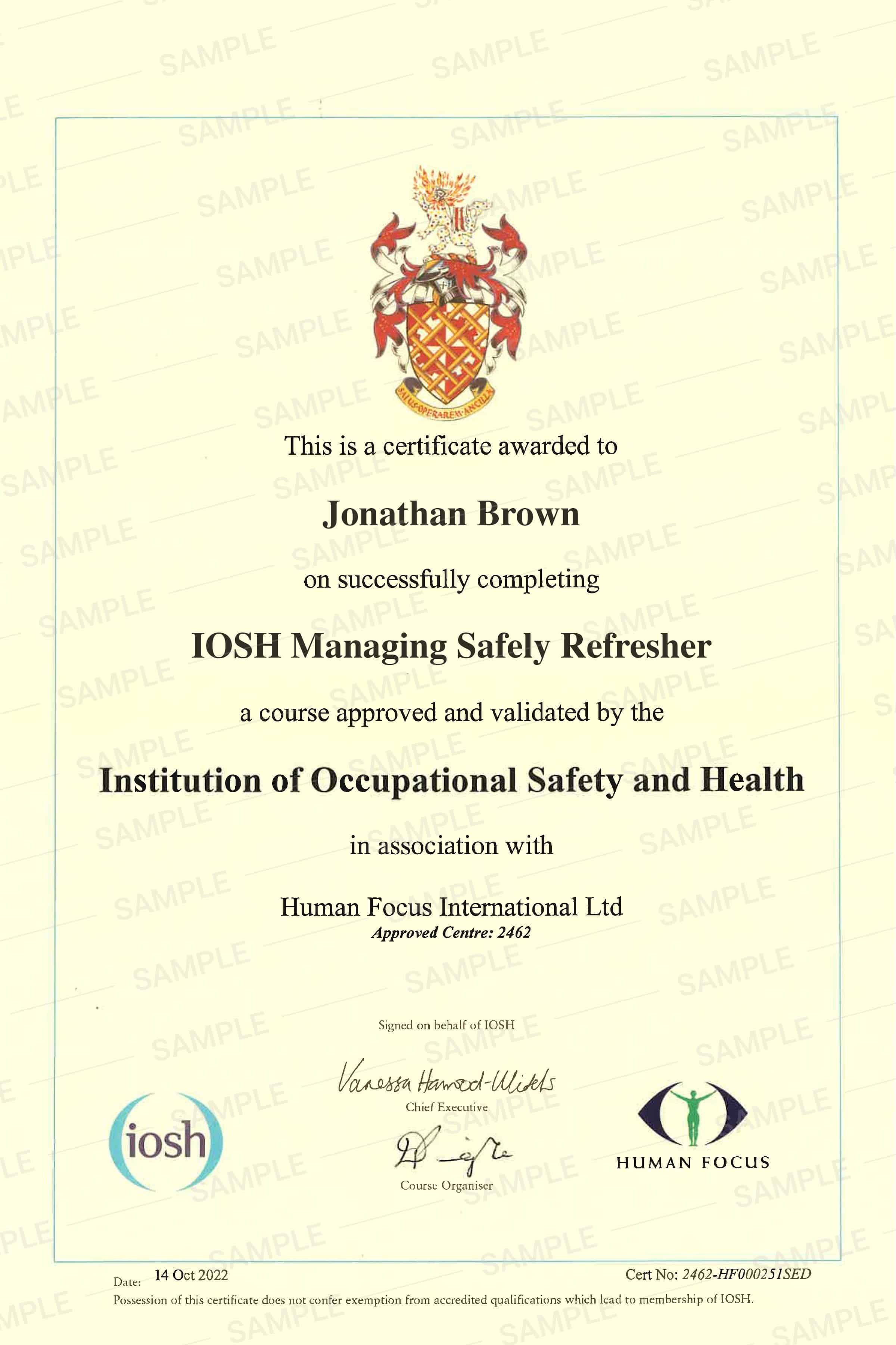 IOSH Managing Safely Refresher Online Training Course