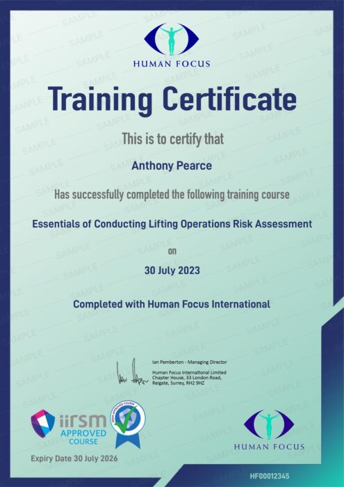 LOLER Risk Assessment Certification