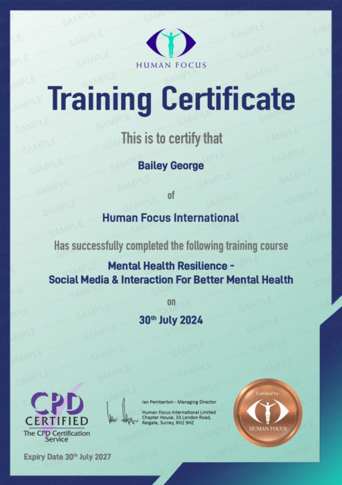 MHR social media interaction training certificate