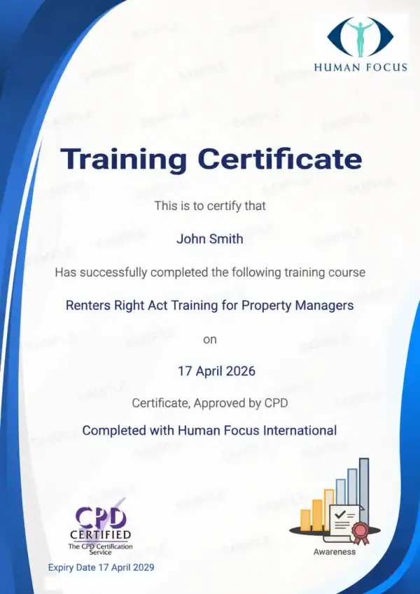 Renters Right Act Training for Property Managers Course Certificate