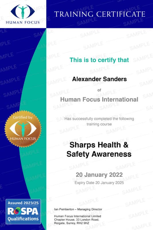 Sharps Training Online Course & Certificate Human Focus