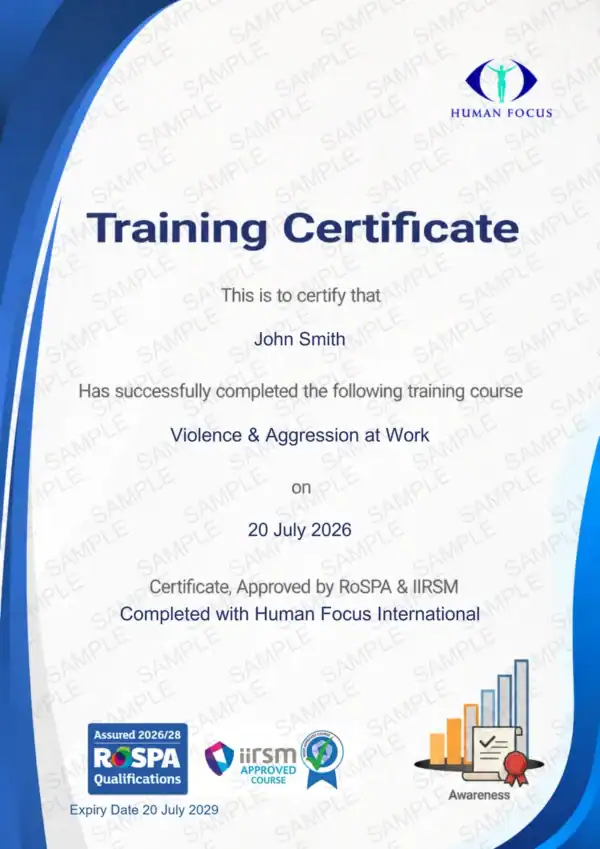 Violence & Aggression at Work Training Certificate