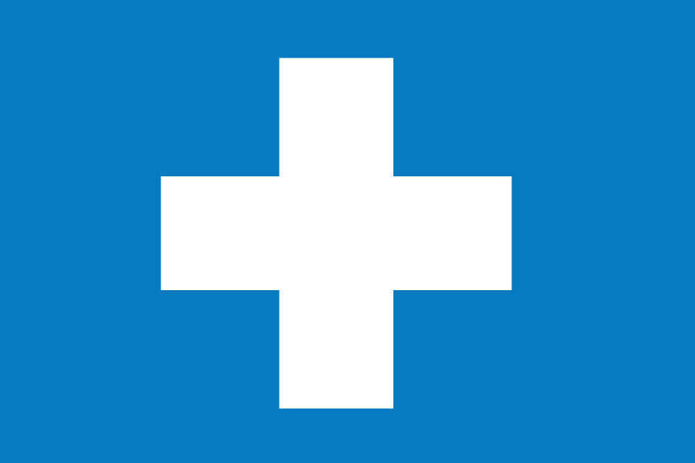 White Cross on a Blue Background