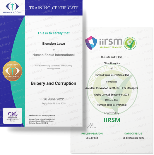 Training certificates