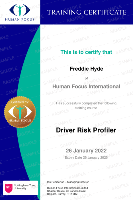 driver risk profiler course certificate