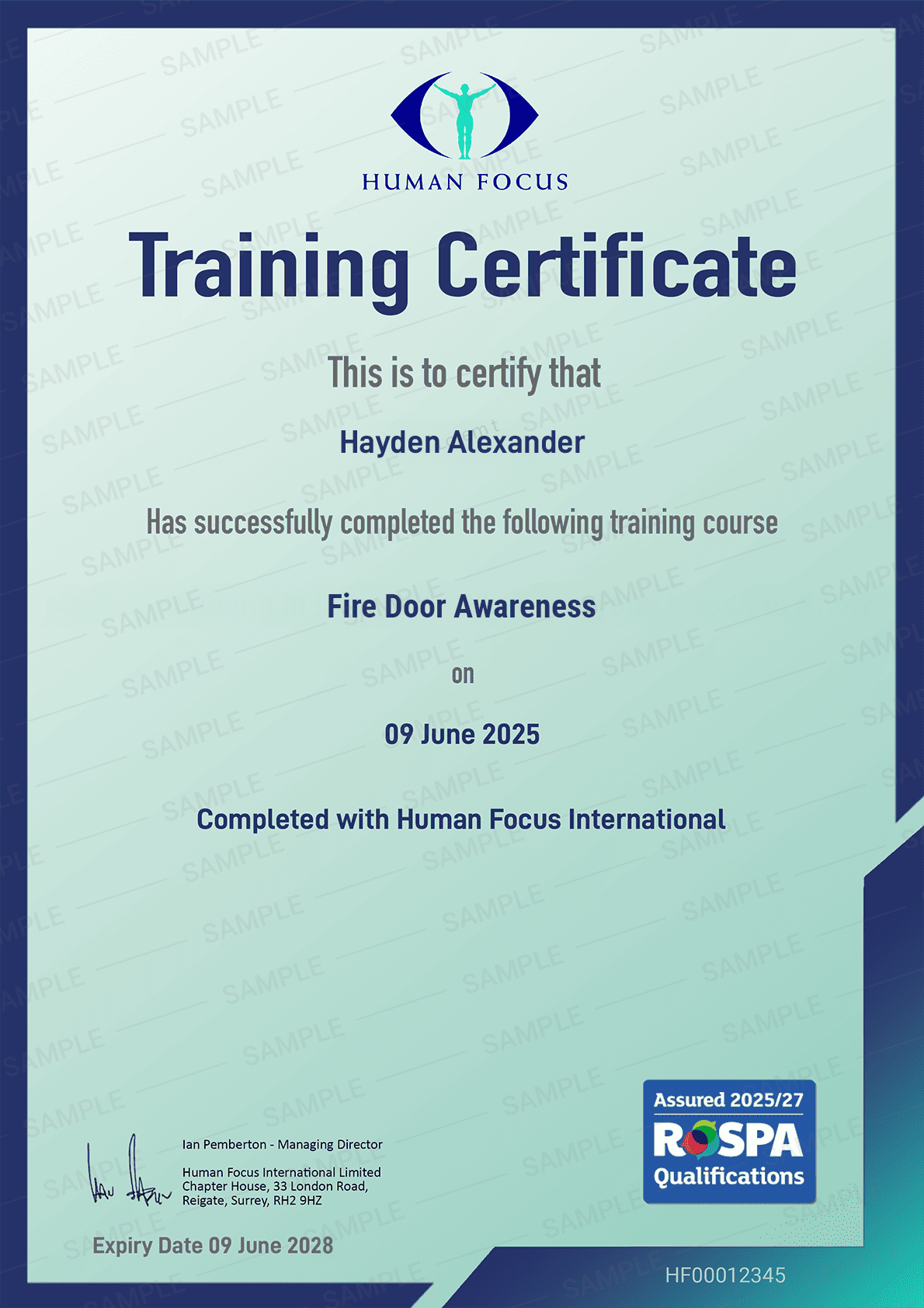 fire door awareness online course certificate