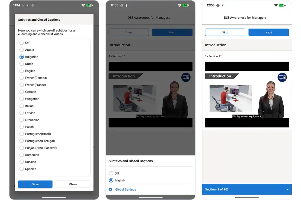 multilingual health and safety platform interface