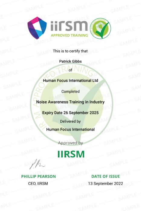 noise awareness training industry certification