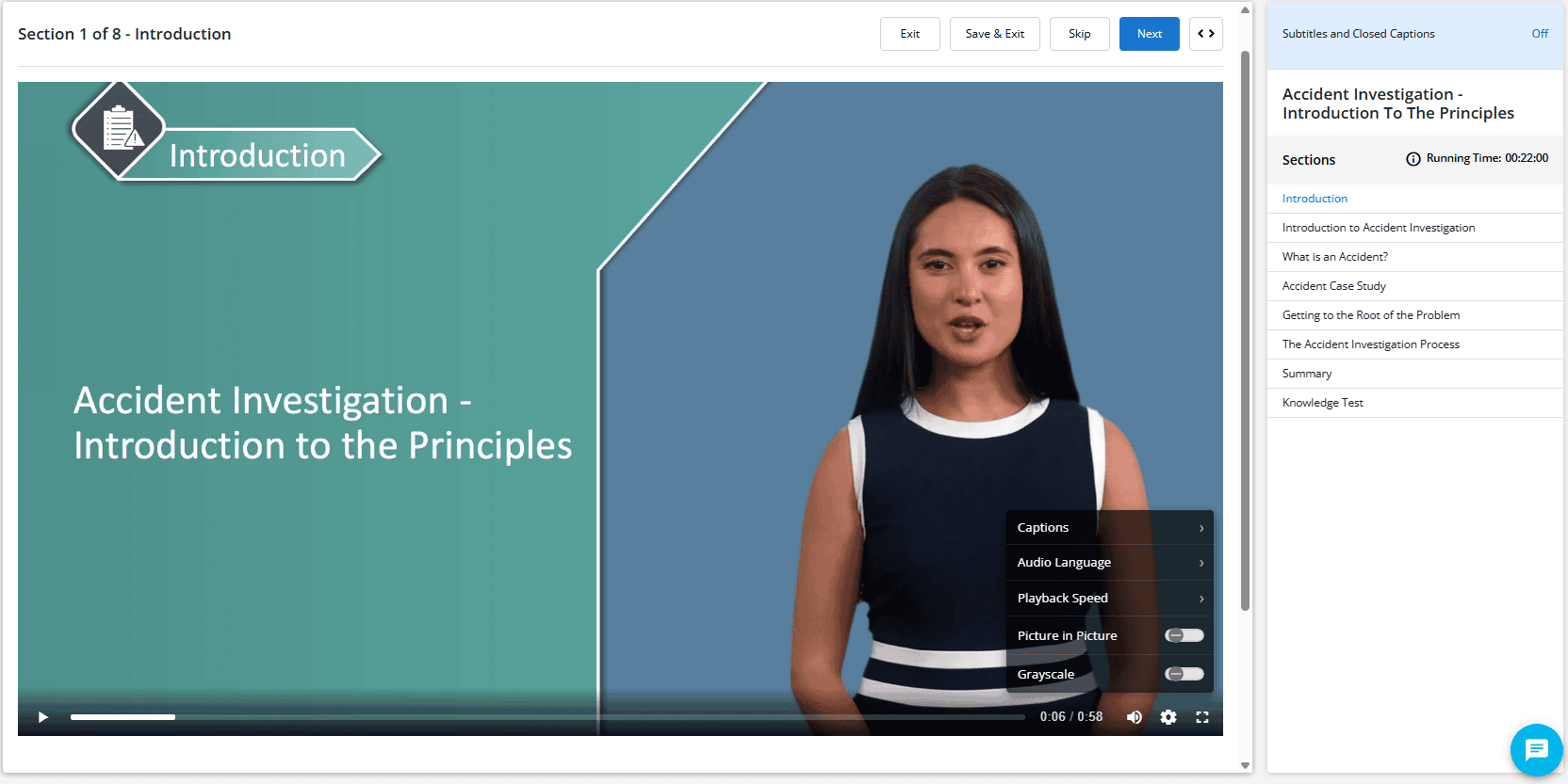 Course video player to improve usability and accessibility