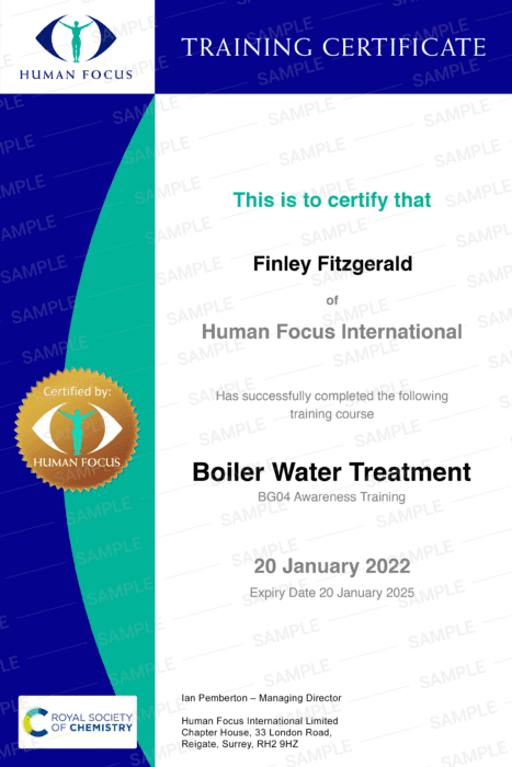 steam boiler treatment training certificate