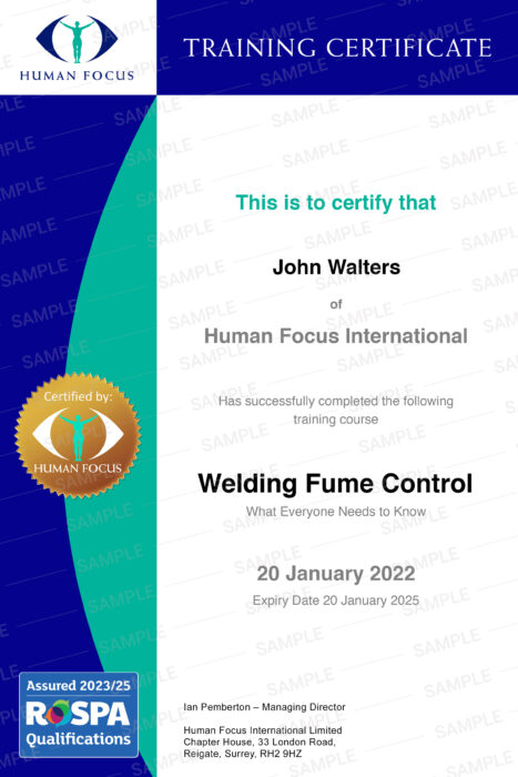 welding fume control certification